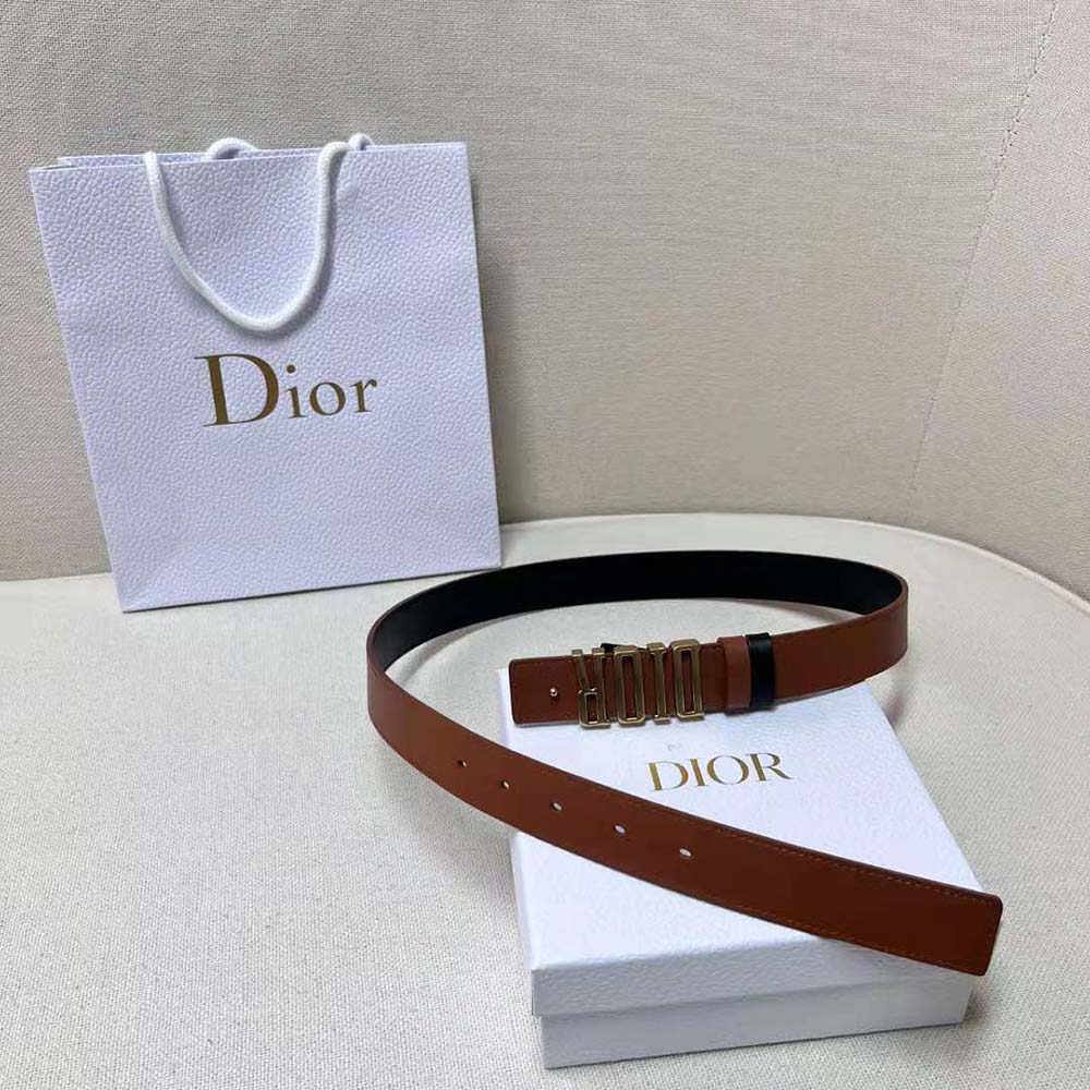 Dior Women D-Fence Reversible Belt Black and Latte Smooth Calfskin 30 MM - image 4