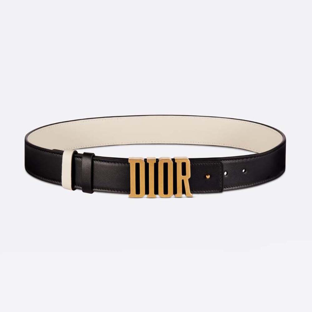 Front view of Dior Women D-Fence Reversible Belt smooth calfskin buckle