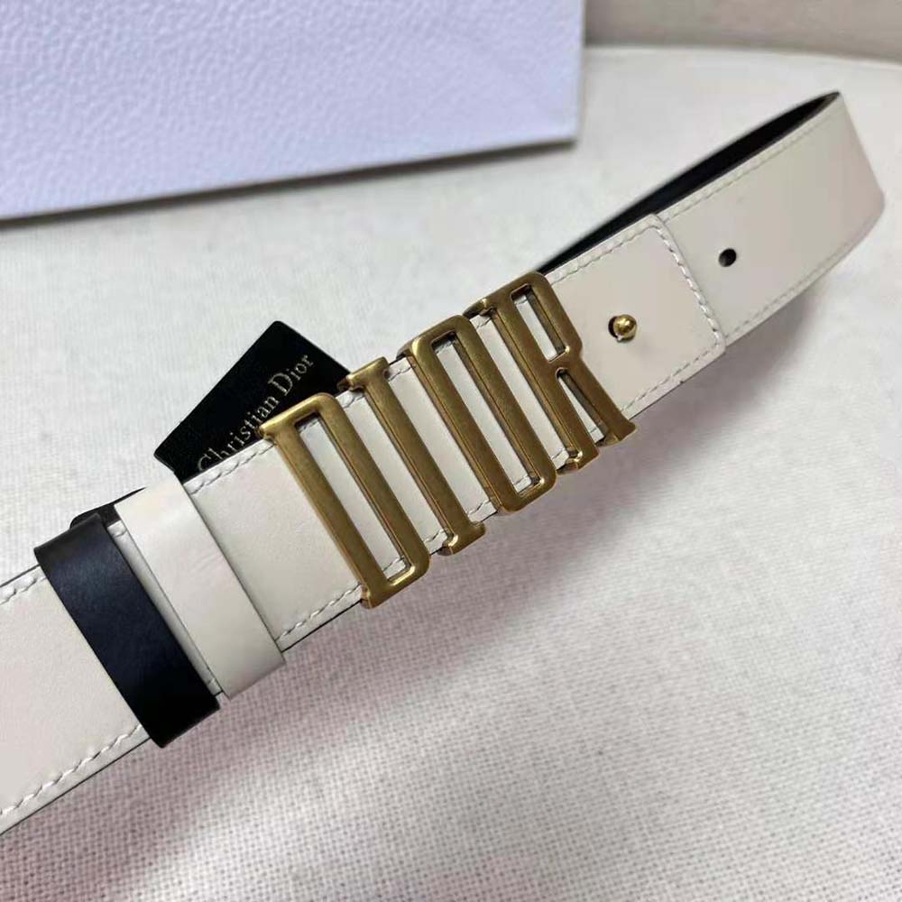 Dior Women D-Fence Reversible Belt Cognac-Color and Black Smooth Calfskin 30 MM - image 5