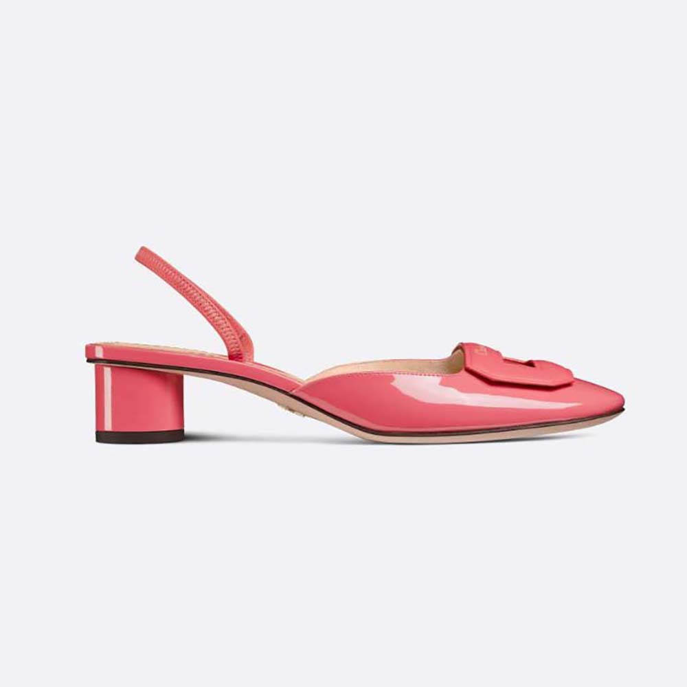 Side view of Dior Women Day Slingback Pump Indy Pink Patent Calfskin