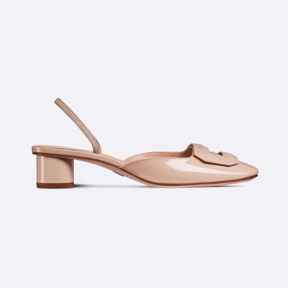 Side view of Dior Women Day Slingback Pump Nude Patent Calfskin showing sleek silhouette