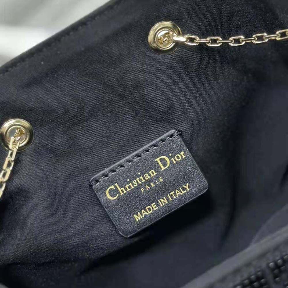 Dior Women Dior Dream Bucket Bag Black Cannage Cotton with Bead Embroidery - image 10