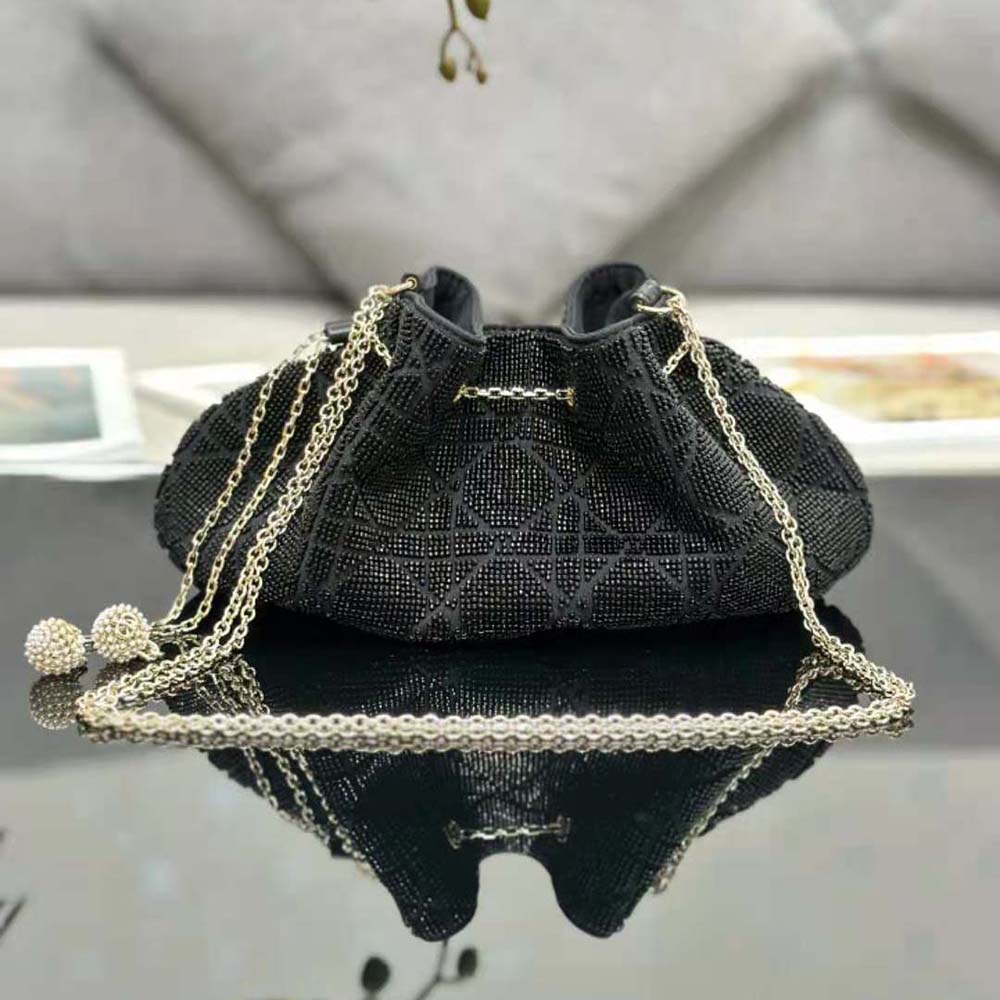 Side angle showing silhouette of Dior Women Dior Dream Bucket Bag Black