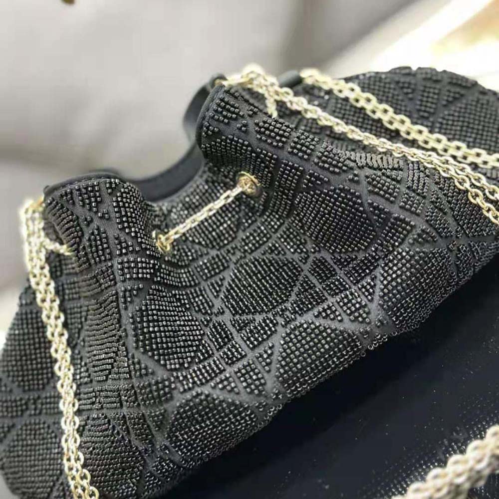 Dior Women Dior Dream Bucket Bag Black Cannage Cotton with Bead Embroidery - image 7