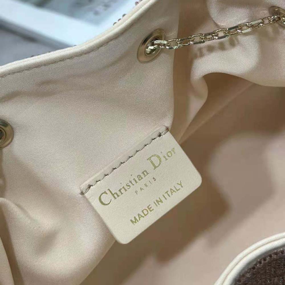 Dior Women Dior Dream Bucket Bag Dusty Ivory Cannage Cotton with Bead Embroidery - image 10
