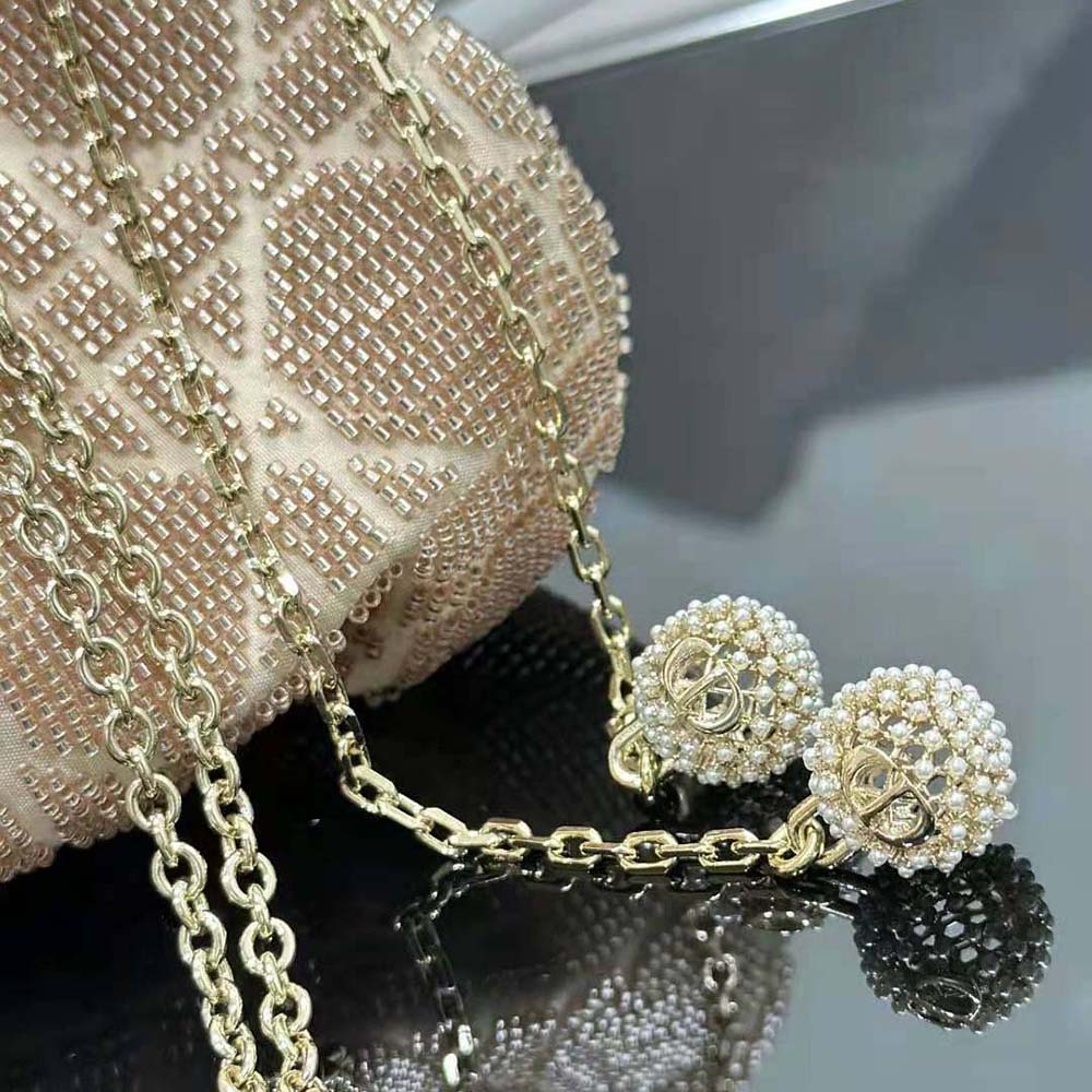 Dior Women Dior Dream Bucket Bag Dusty Ivory Cannage Cotton with Bead Embroidery - image 8