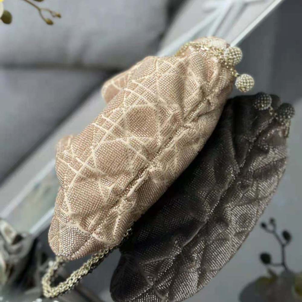 Dior Women Dior Dream Bucket Bag Dusty Ivory Cannage Cotton with Bead Embroidery - image 6
