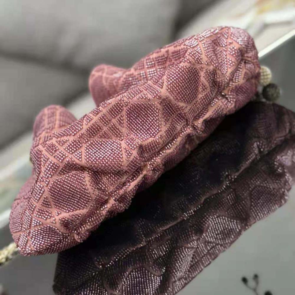 Dior Women Dior Dream Bucket Bag Ethereal Pink Cannage Cotton with Bead Embroidery - image 6