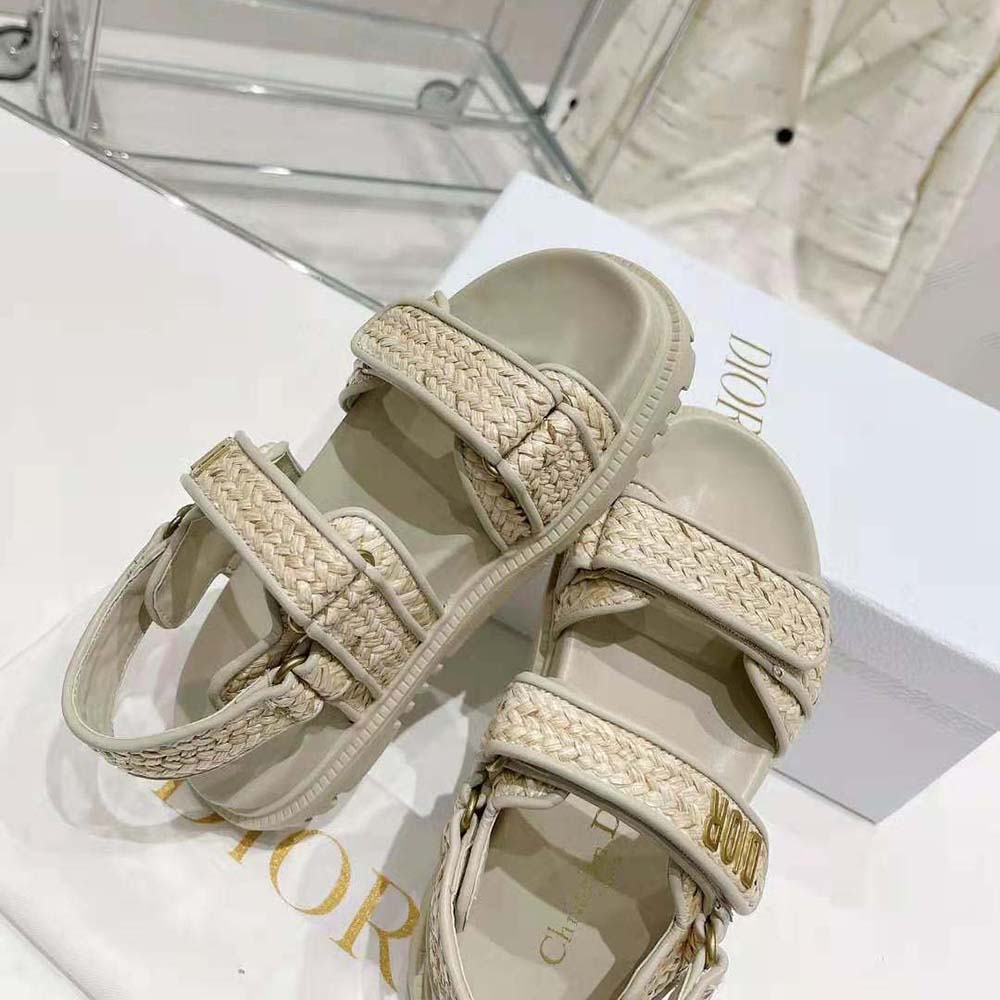 Dior Women Dioract Sandal Jute-Colored Braided Raffia - image 7