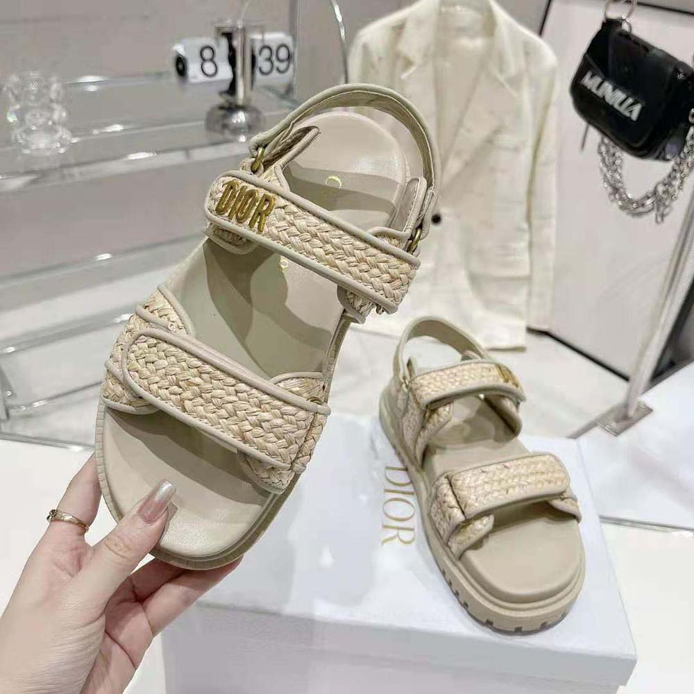 Dior Women Dioract Sandal Jute-Colored Braided Raffia - image 8