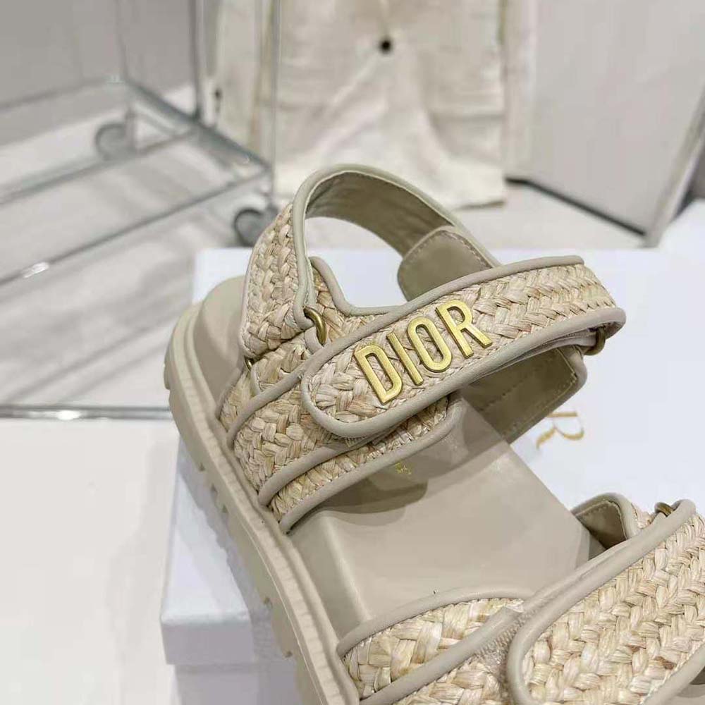 Dior Women Dioract Sandal Jute-Colored Braided Raffia - image 10