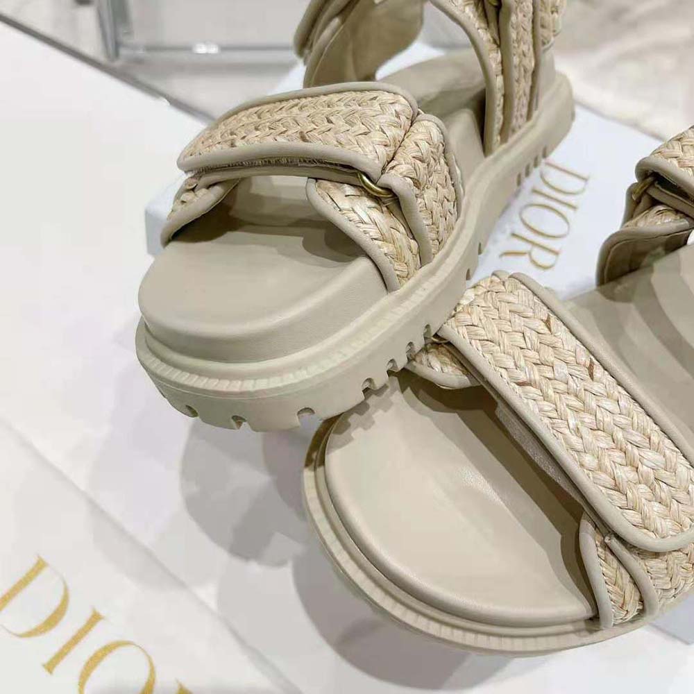 Dior Women Dioract Sandal Jute-Colored Braided Raffia - image 9