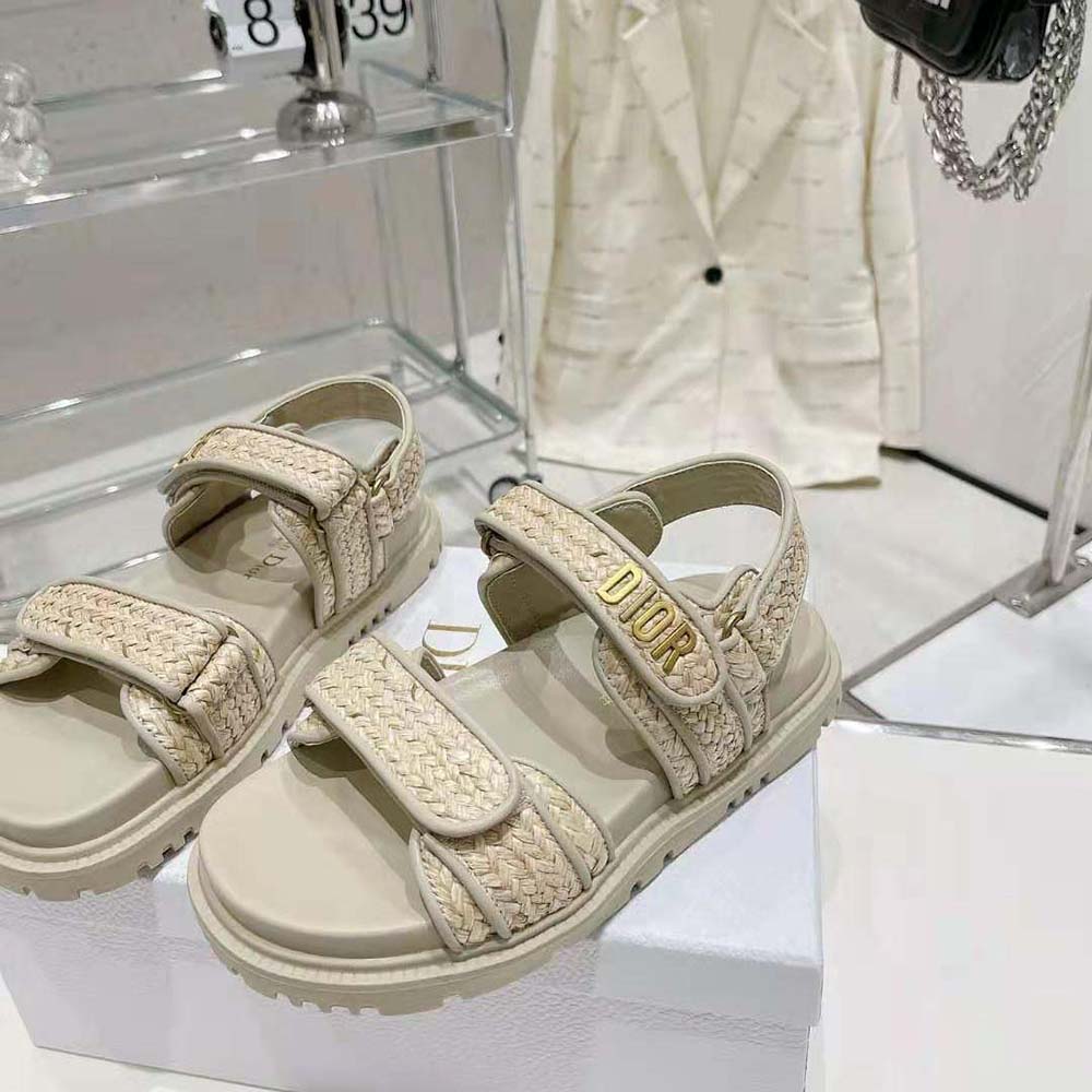 Dior Women Dioract Sandal Jute-Colored Braided Raffia - image 4