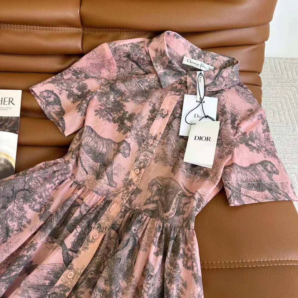 Dior Women Dioriviera Short Dress Pink and Gray Cotton Muslin - image 4