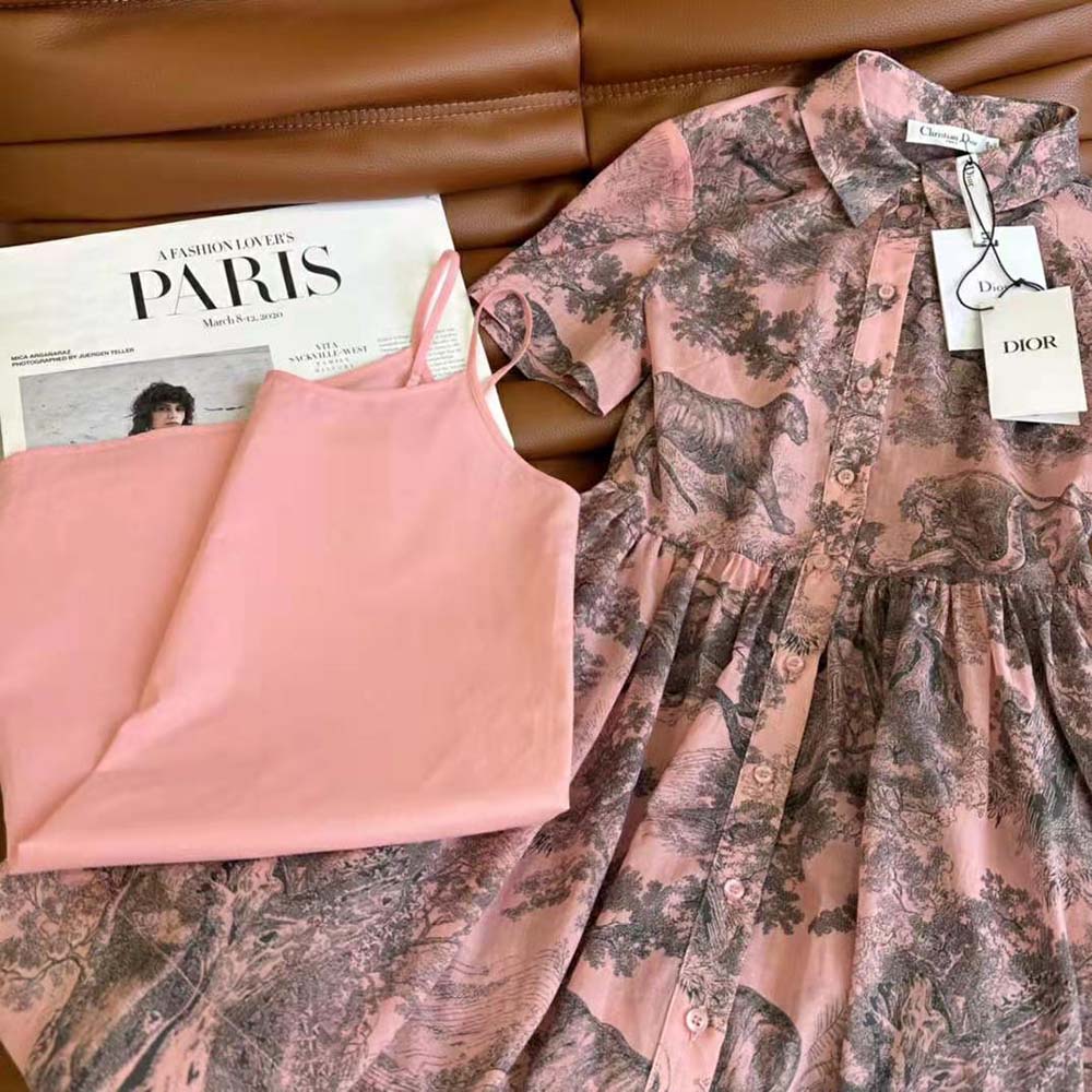 Dior Women Dioriviera Short Dress Pink and Gray Cotton Muslin - image 6