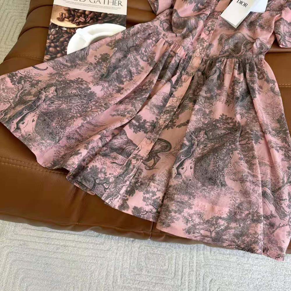 Dior Women Dioriviera Short Dress Pink and Gray Cotton Muslin - image 8