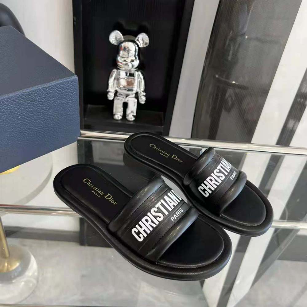 Top view showing open-toe design of Dior Women Every-D Slide Black