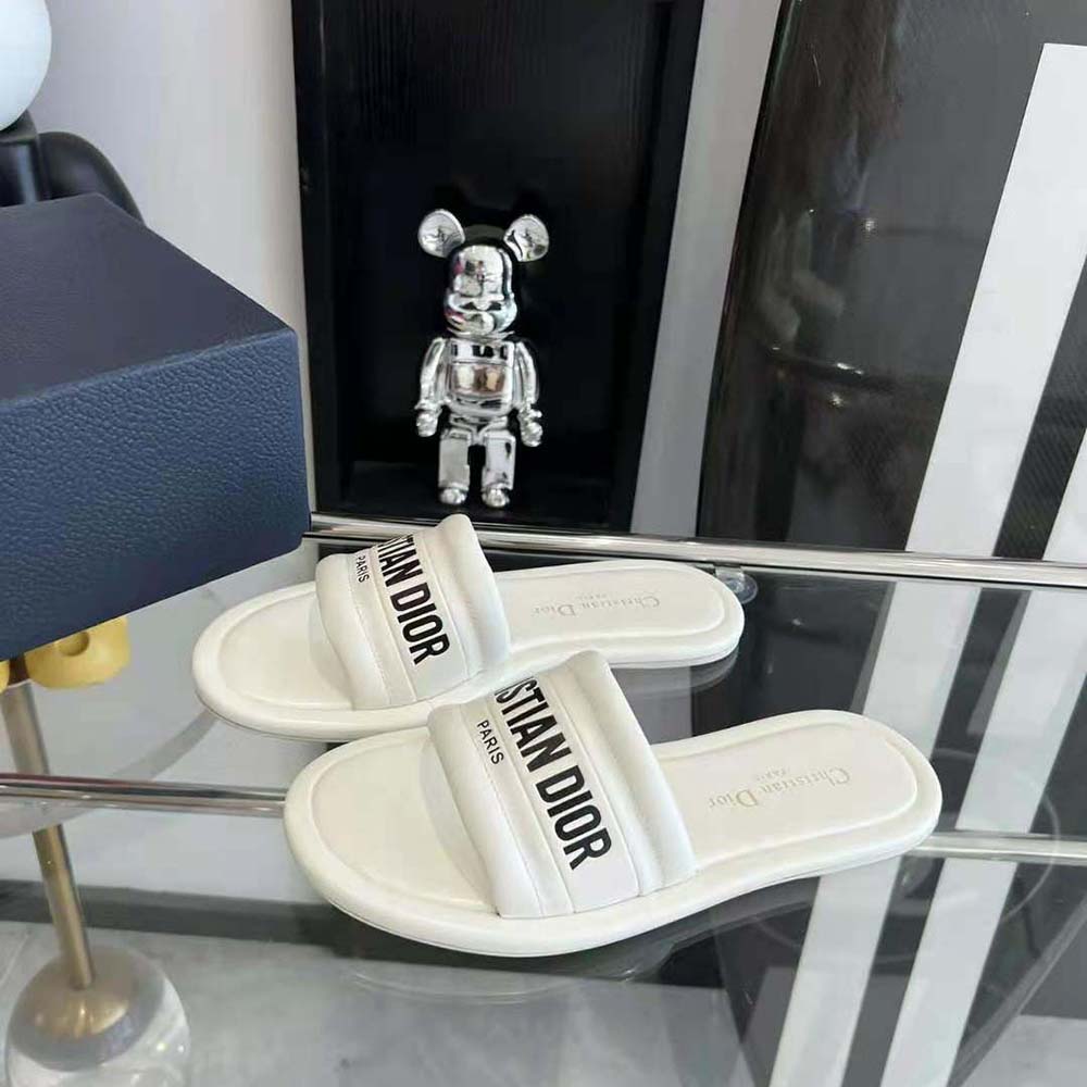 Dior Women Every-D Slide White Embossed Lambskin - image 4
