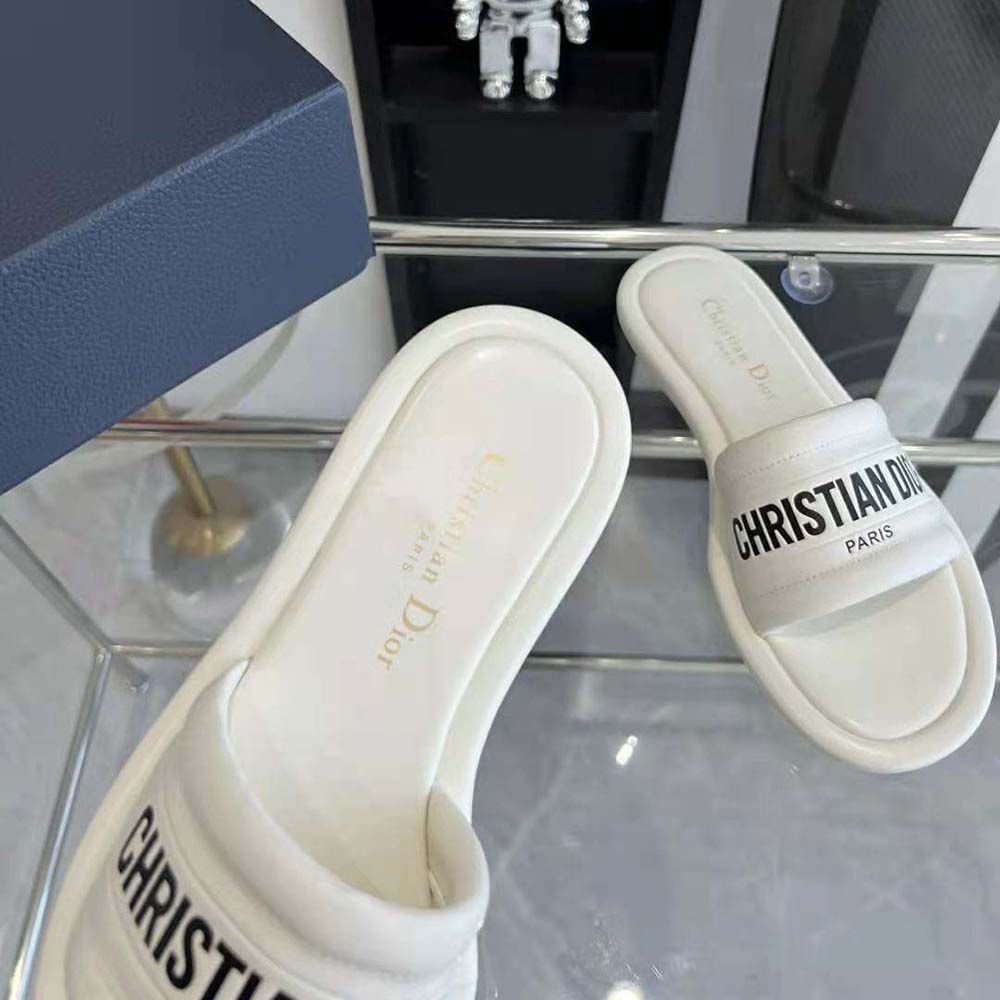 Dior Women Every-D Slide White Embossed Lambskin - image 9