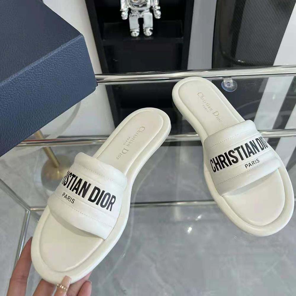 Dior Women Every-D Slide White Embossed Lambskin - image 7