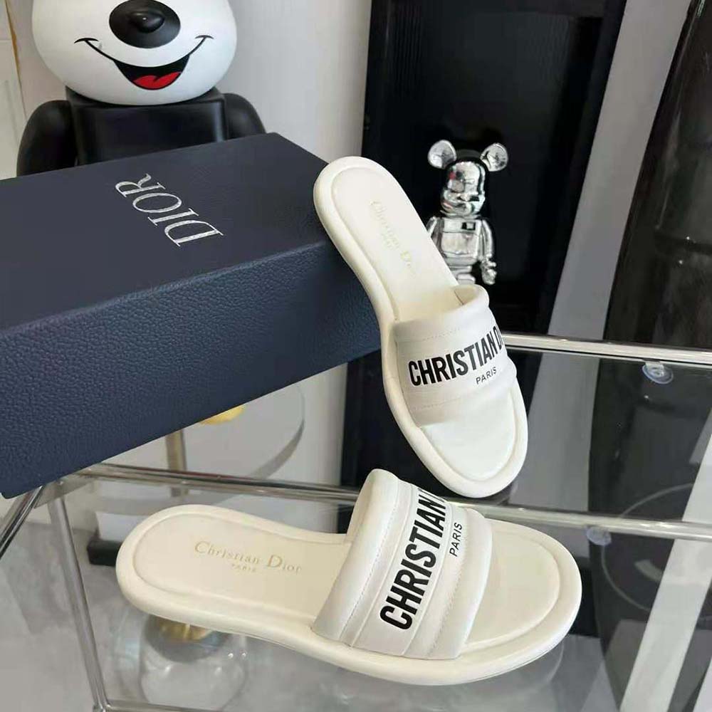 Dior Women Every-D Slide White Embossed Lambskin - image 6