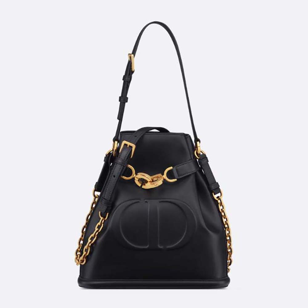 Front view of Dior Women Medium C’est Dior Bag Black CD-Embossed Calfskin