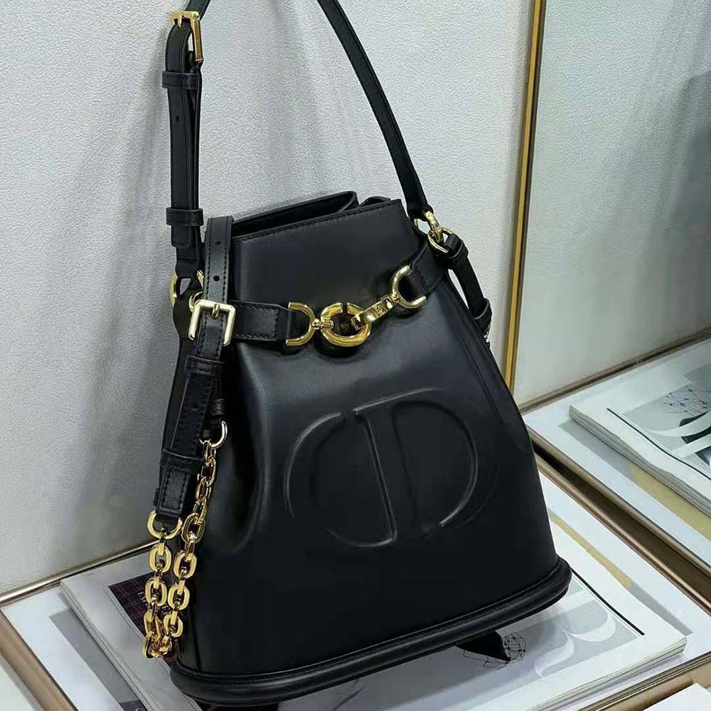 Dior Women Medium C’est Dior Bag Black CD-Embossed Calfskin - image 4