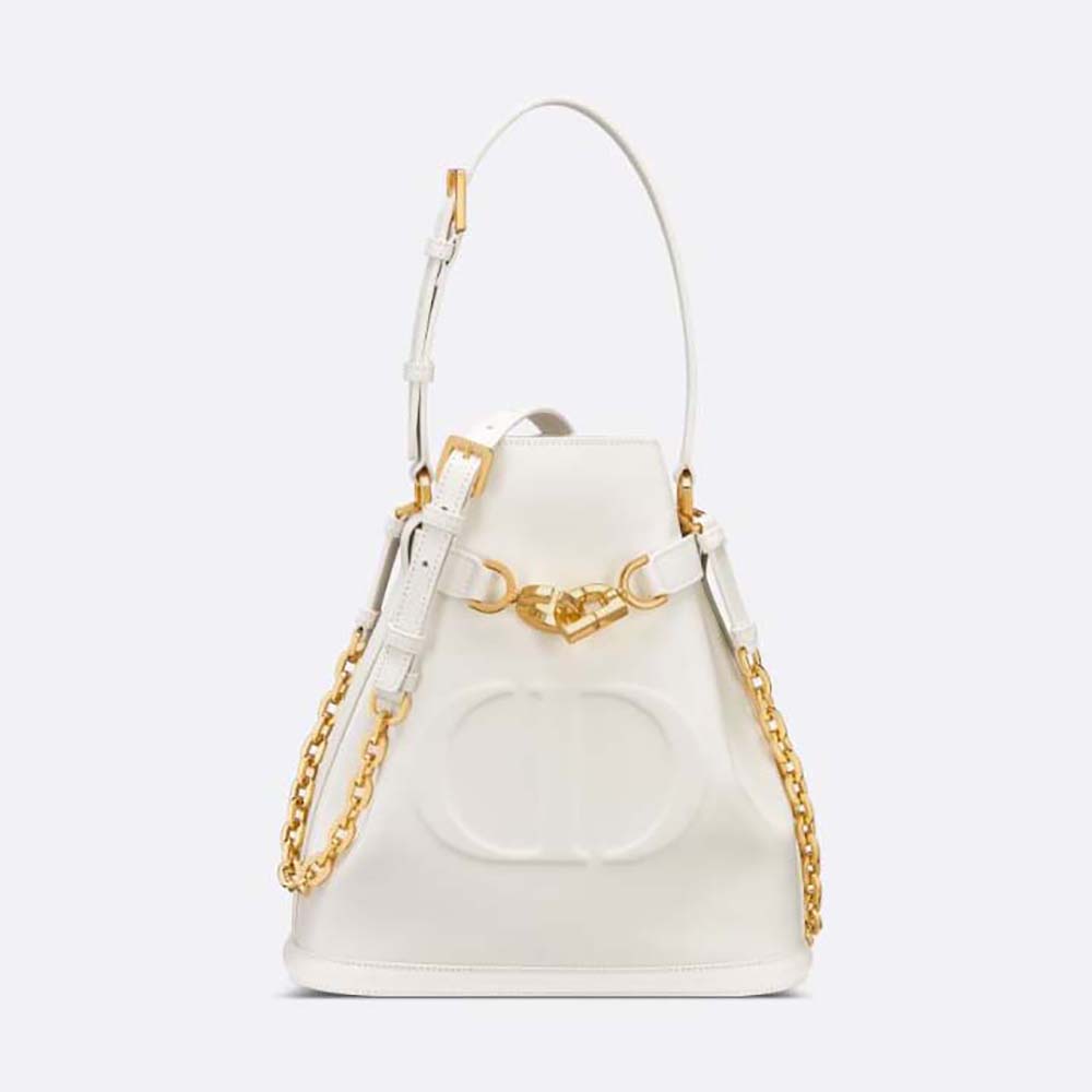 Front angle of Dior Women Medium C’est Dior Bag Latte CD-Embossed Calfskin