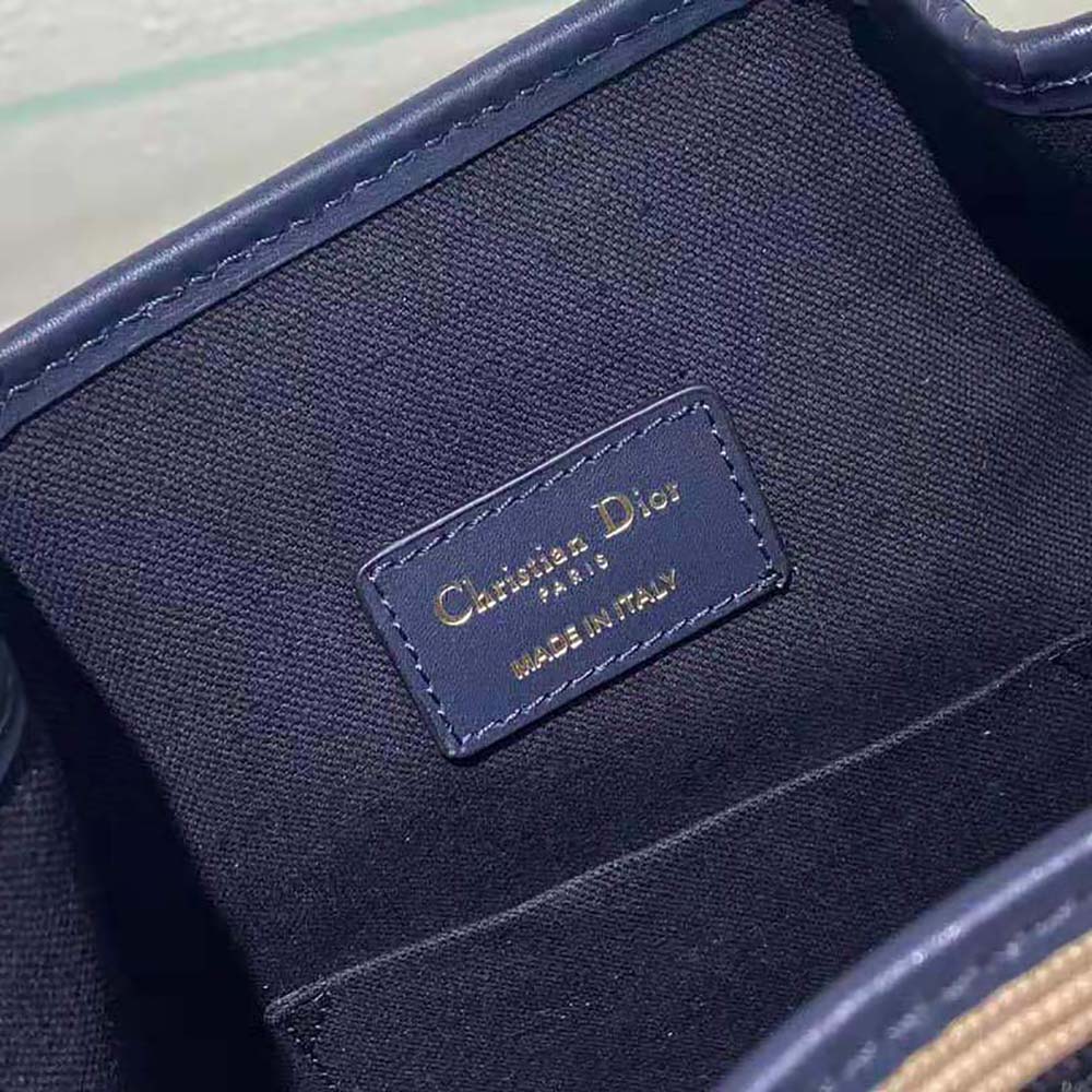 Dior Women Medium C’est Dior Bag Natural and Denim Blue Marinière Raffia - image 10
