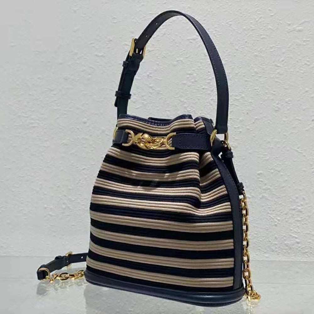 Dior Women Medium C’est Dior Bag Natural and Denim Blue Marinière Raffia - image 4