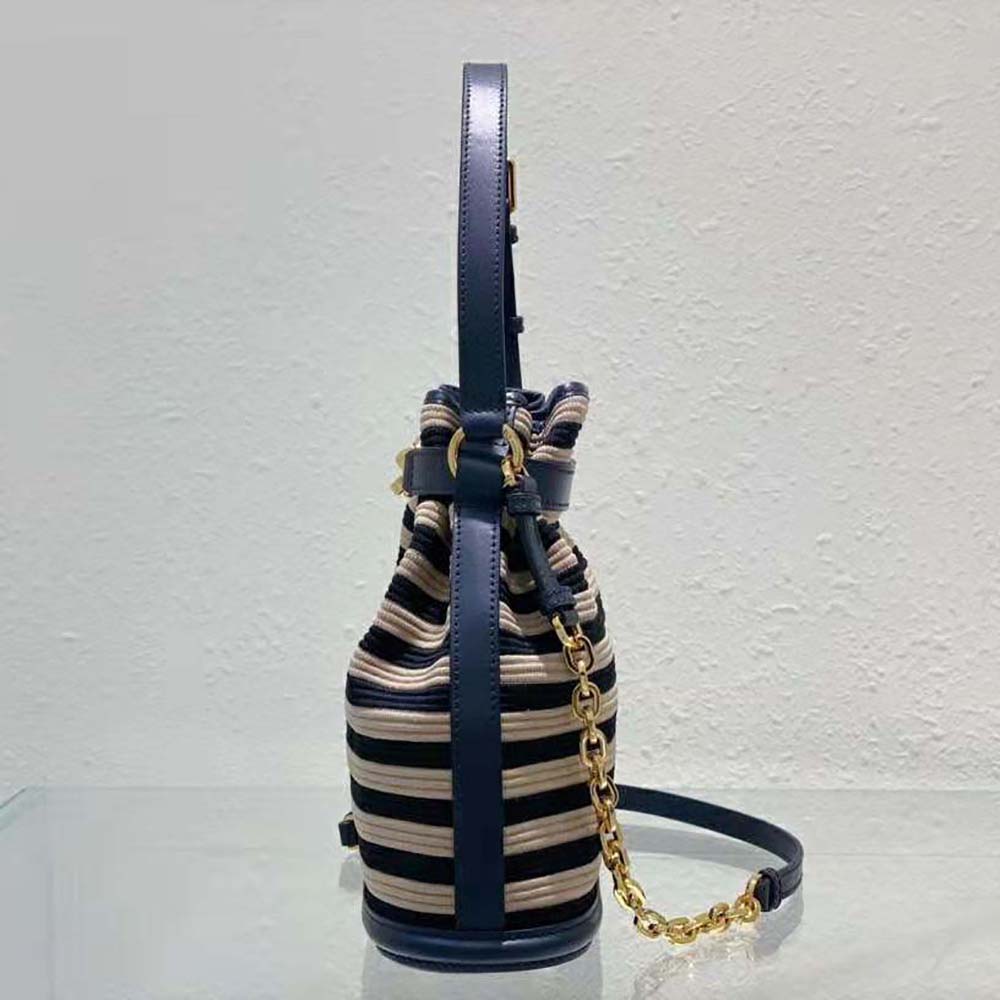Dior Women Medium C’est Dior Bag Natural and Denim Blue Marinière Raffia - image 5