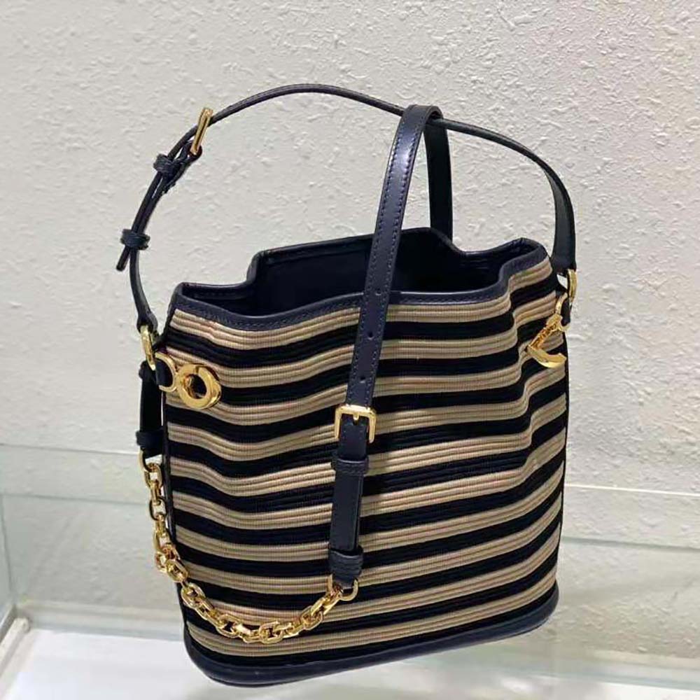 Dior Women Medium C’est Dior Bag Natural and Denim Blue Marinière Raffia - image 6