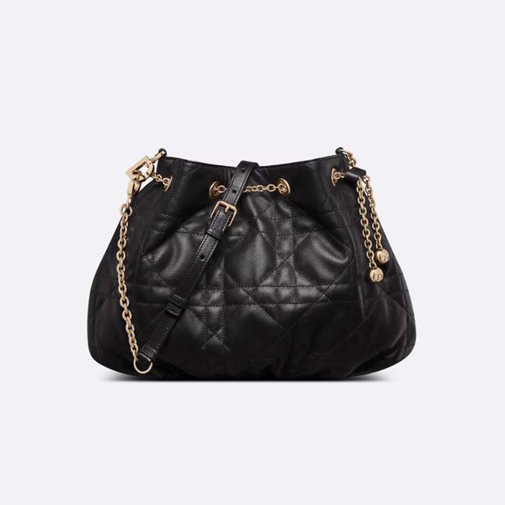 Front view of Dior Women Medium Dior Ammi Bag black lambskin