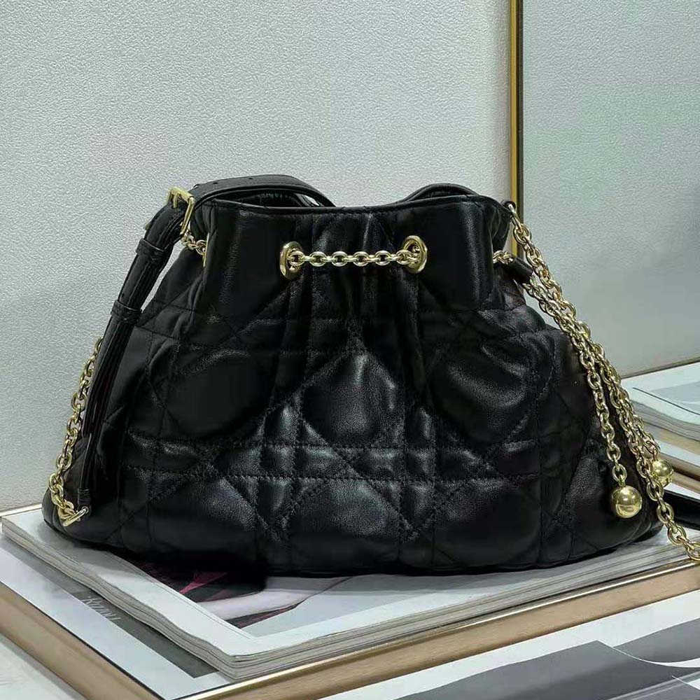 Close-up of macrocannage lambskin texture on Dior Ammi Bag