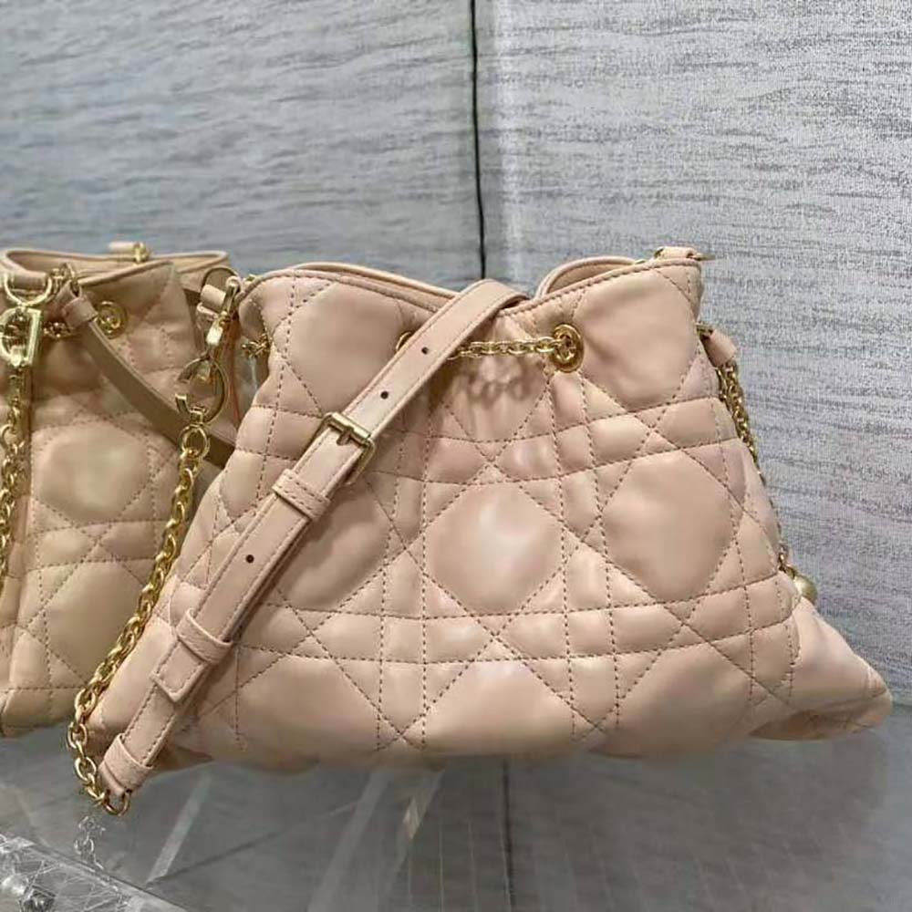 Side angle showing adjustable strap detail on Dior Women Medium Dior Ammi Bag