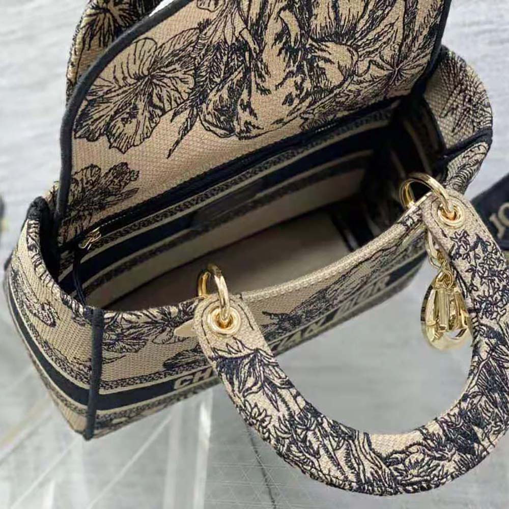 Dior Women Medium Lady D-lite Bag Beige Multicolor Toile de Jouy Voyage Embroidery - image 8