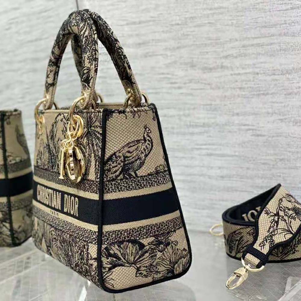 Dior Women Medium Lady D-lite Bag Beige Multicolor Toile de Jouy Voyage Embroidery - image 5