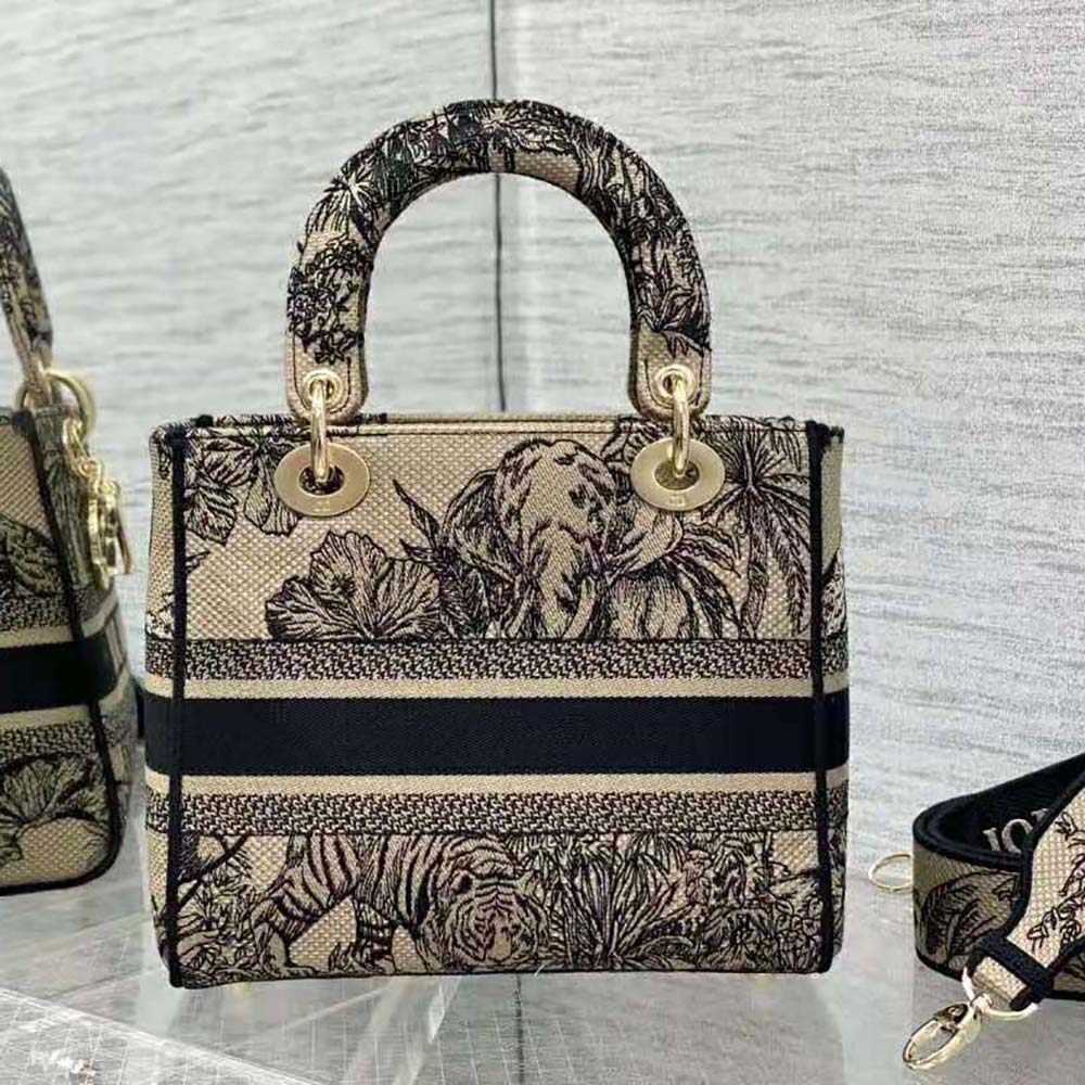 Dior Women Medium Lady D-lite Bag Beige Multicolor Toile de Jouy Voyage Embroidery - image 4