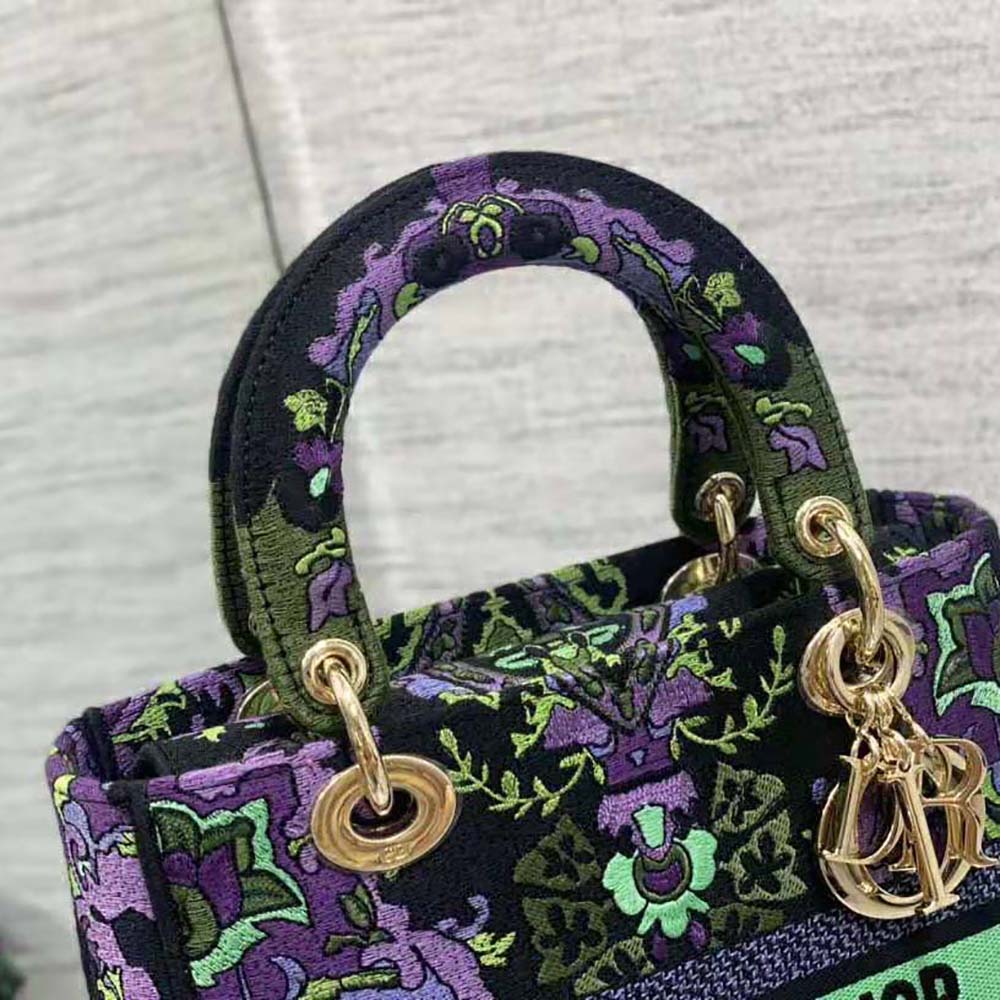 Dior Women Medium Lady D-lite Bag Multicolor Dior Indian Purple Embroidery - image 6