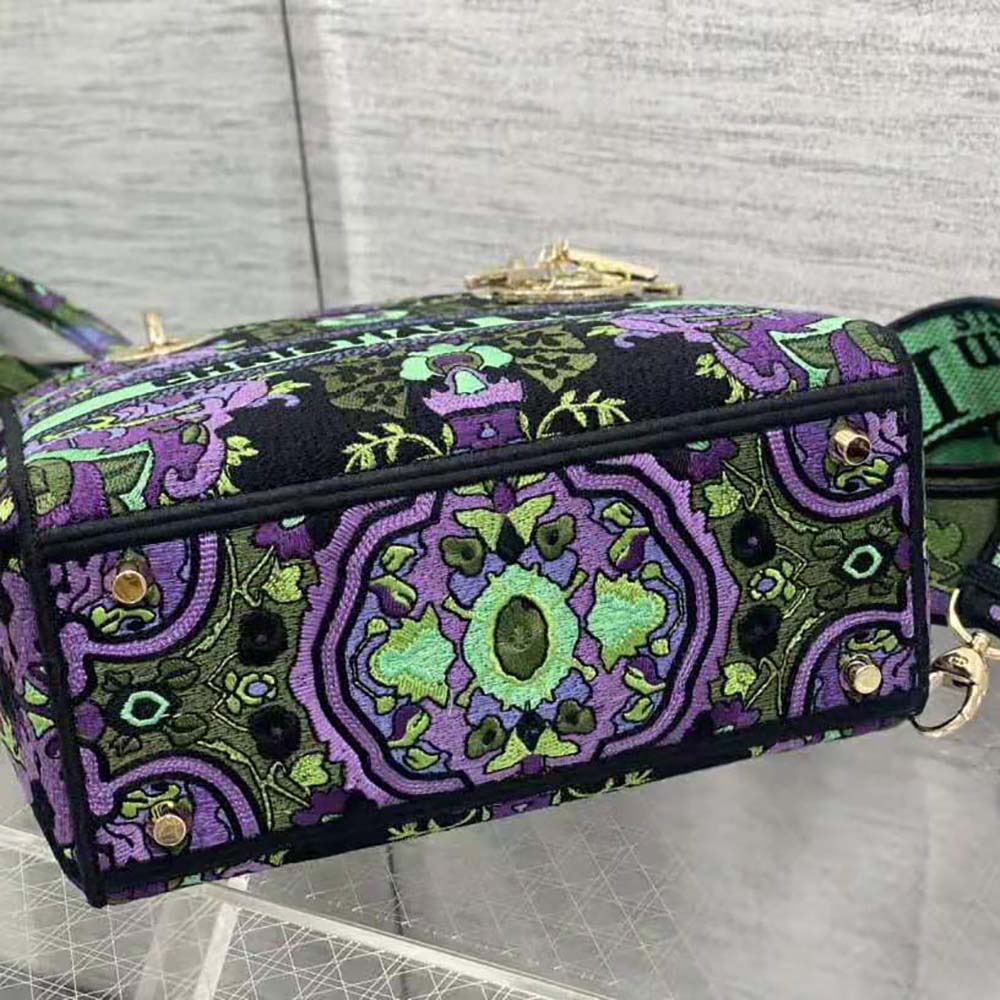 Dior Women Medium Lady D-lite Bag Multicolor Dior Indian Purple Embroidery - image 7