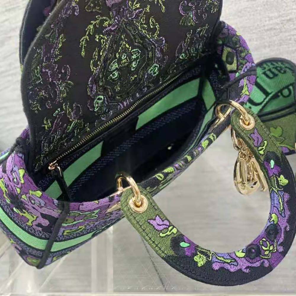 Dior Women Medium Lady D-lite Bag Multicolor Dior Indian Purple Embroidery - image 8