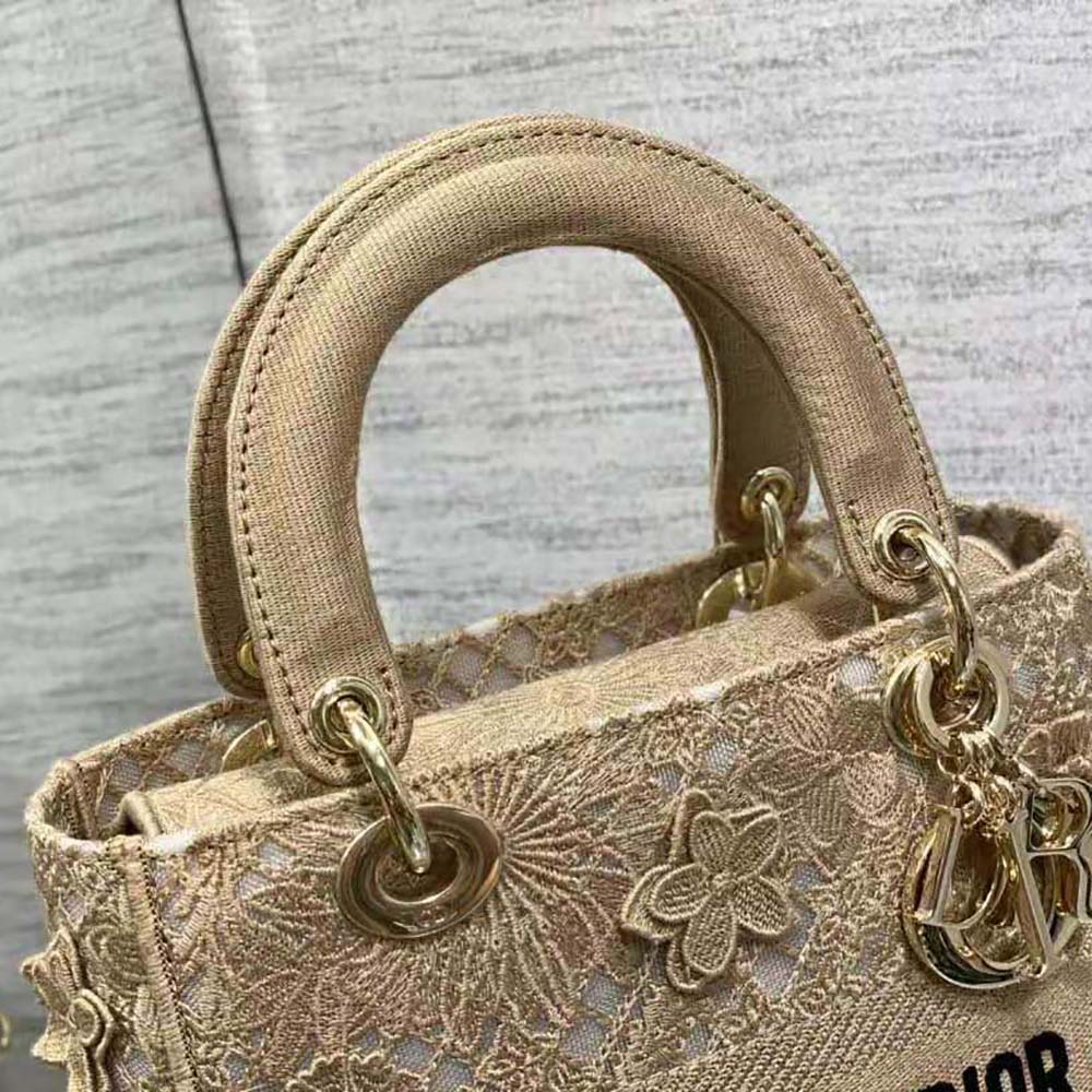 Dior Women Medium Lady D-lite Bag Natural D-Lace Embroidery with 3D Macramé Effect - image 7