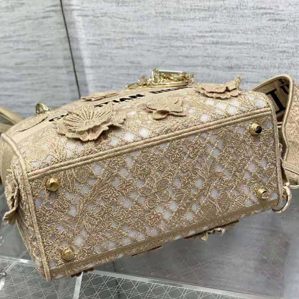 Dior Women Medium Lady D-lite Bag Natural D-Lace Embroidery with 3D Macramé Effect - image 6