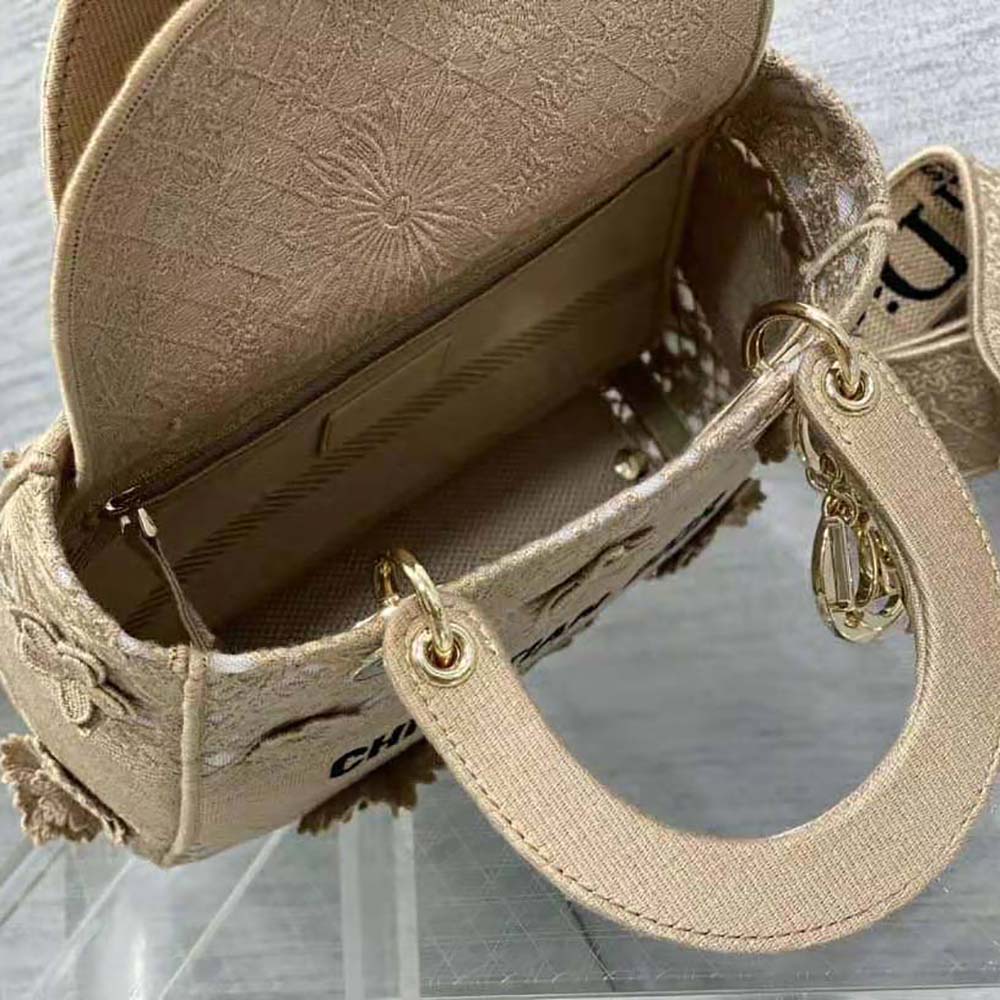 Dior Women Medium Lady D-lite Bag Natural D-Lace Embroidery with 3D Macramé Effect - image 10