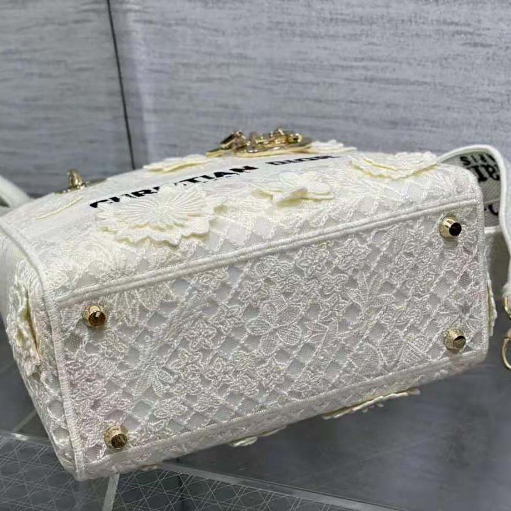 Dior Women Medium Lady D-lite Bag White D-Lace Embroidery with 3D Macramé Effect - image 6