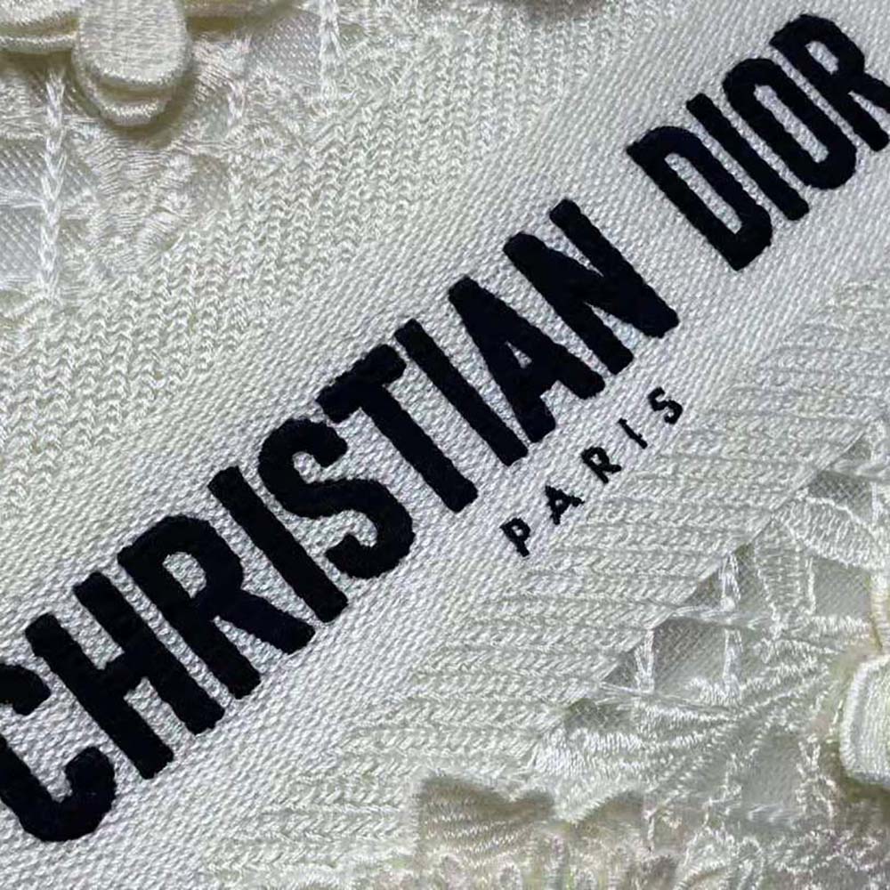 Dior Women Medium Lady D-lite Bag White D-Lace Embroidery with 3D Macramé Effect - image 8