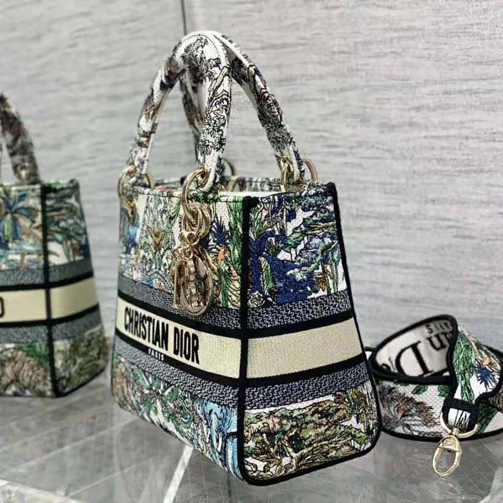 Dior Women Medium Lady D-lite Bag White Multicolor Étoile de Voyage Embroidery - image 5