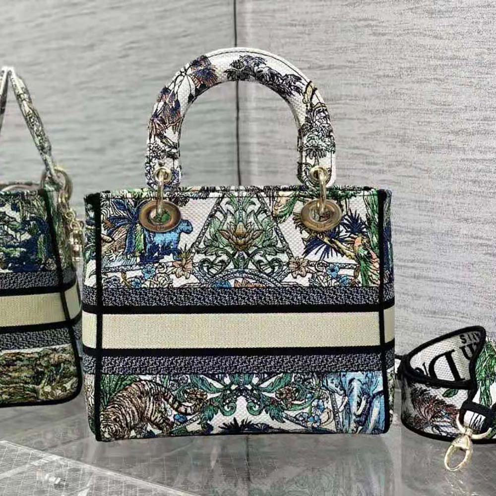 Dior Women Medium Lady D-lite Bag White Multicolor Étoile de Voyage Embroidery - image 4