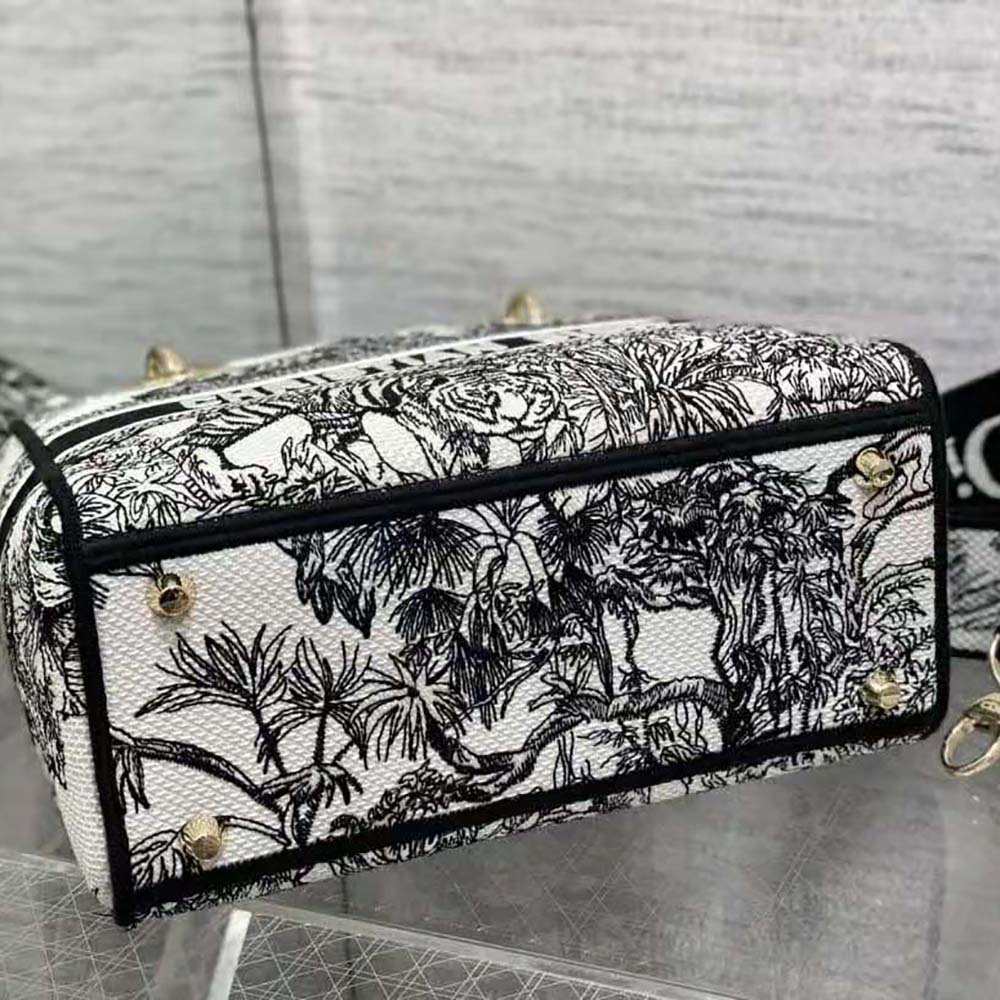 Dior Women Medium Lady D-lite Bag White and Black Toile de Jouy Voyage Embroidery - image 6