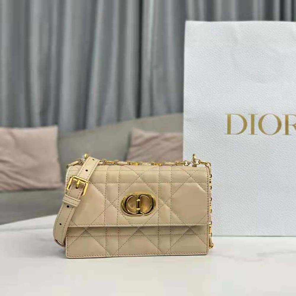 Close-up of macrocannage stitching on Dior Women Miss Caro Mini Bag